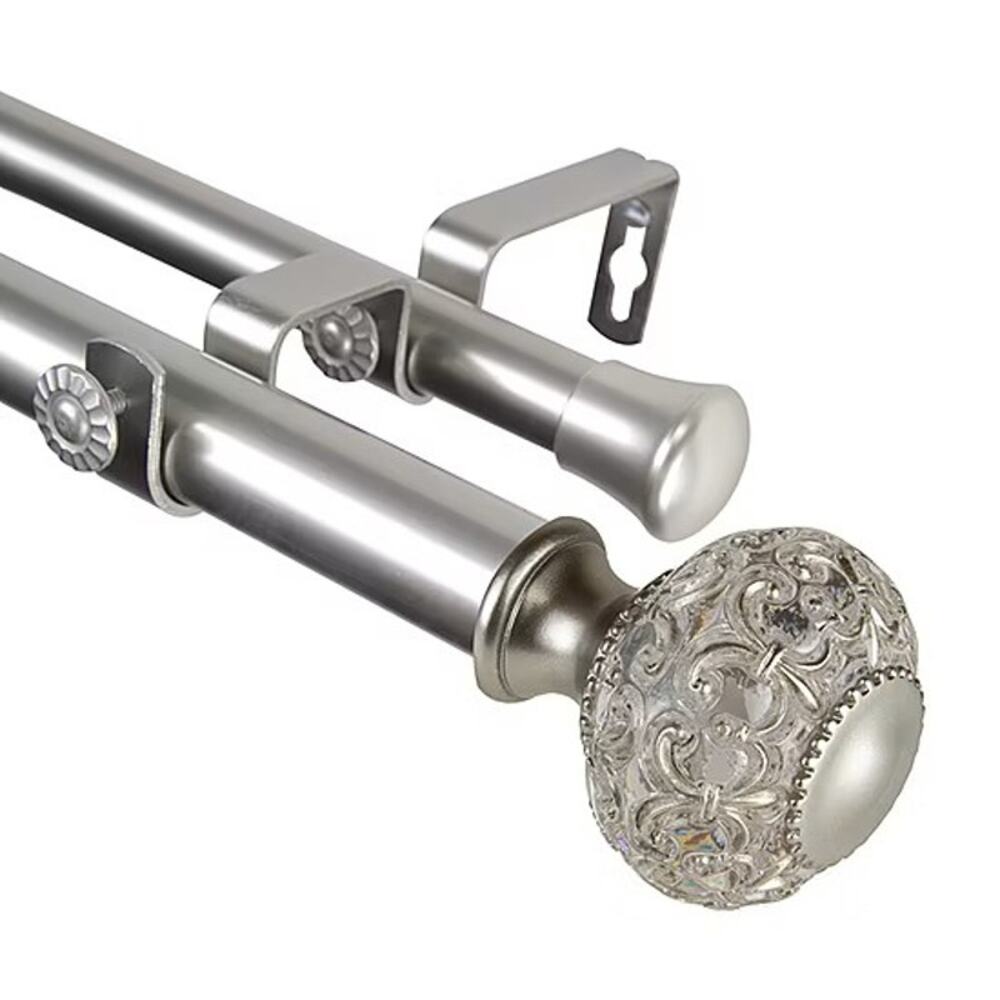Rod Desyne Elsie 1" Double Curtain Rod 28 to 48 in Satin Nickel